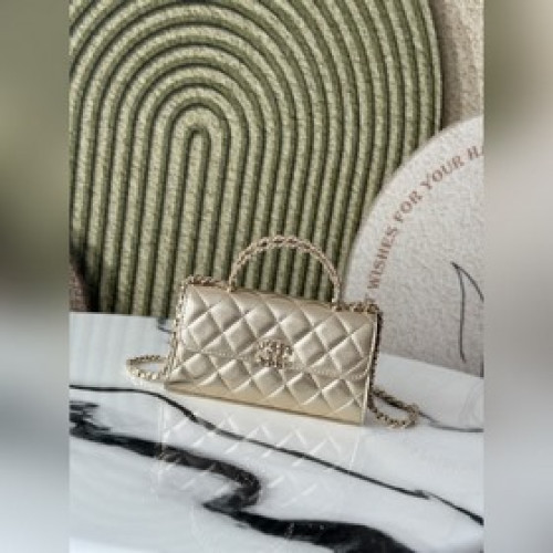 金色 羊皮獨家出貨Chane10 25s新版交叉手柄kelly否皮橫版大號 這一