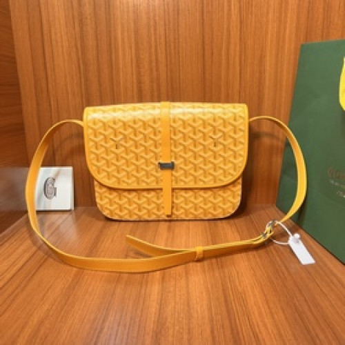 頂級進口原廠皮免稅版本大號GOYARD新款郵差包 黃色 GOYARD LOGO