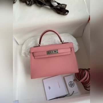 二代mini kelly 19cm 進口epsom皮 奶昔粉 銀扣