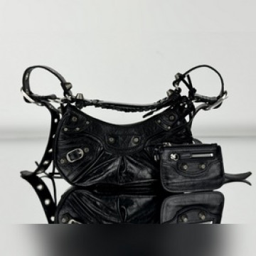 油蠟黑，銀扣 Xs號 Balenciag Le Cagole半月牙腋下包餃子包