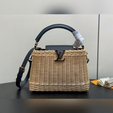 M26005黑色編織 全皮cap那英款 CAPUCINES BB 手袋 m116