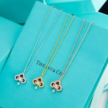 蒂芙尼 Tiffany 紅瑪瑙滿鑽鑰匙頭項鍊 白金色 玫瑰金色 黃金色 長度：4