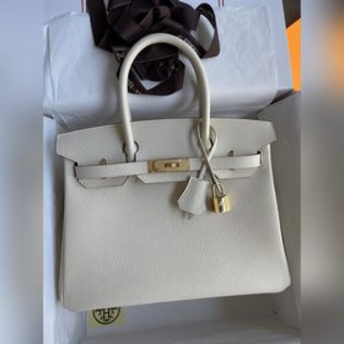 手縫 Birkin 30cm 進口Togo皮 奶油白 金扣
