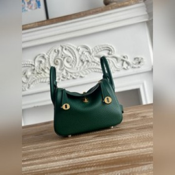 琳迪lindy 19cm 顔色：孔雀綠、金扣 Tc皮 蜜蠟線半手工縫制 lind