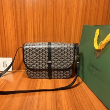 頂級進口原廠皮免稅版本大號GOYARD新款郵差包 黑色 GOYARD LOGO