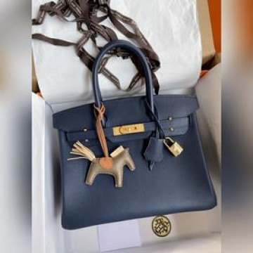 手縫 Birkin 30cm 進口Togo皮 寶藍 金扣