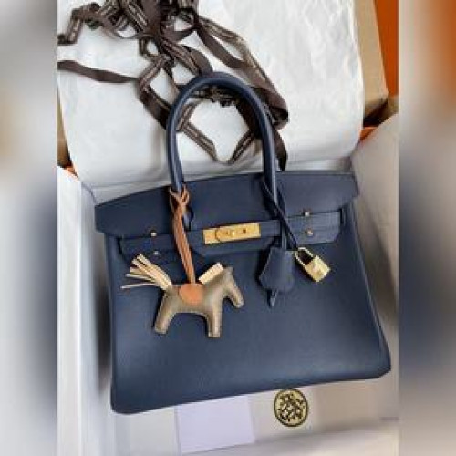 手縫 Birkin 30cm 進口Togo皮 寶藍 金扣
