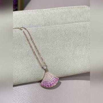 [原單對版] (配全套包裝) BVLGARI 七夕粉藍寶扇子項鍊 粉嫩可愛推