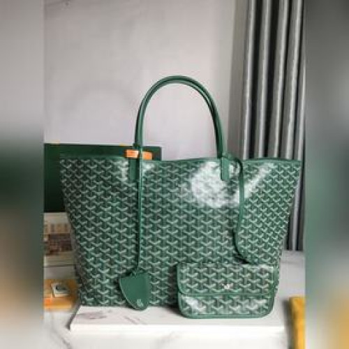 頂級進口原廠皮免稅版本，大號  Tote 升級配包夾托特子母購物袋綠色Goy