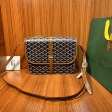 頂級進口原廠皮免稅版本大號GOYARD新款郵差包 棕色 GOYARD LOGO