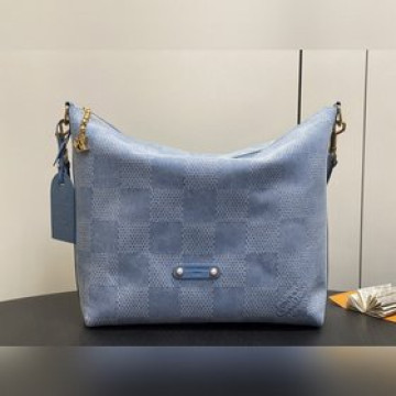 N00202藍色格子 丹甯牛仔斜挎包 VAGABOND HOBO 手袋 本款 V