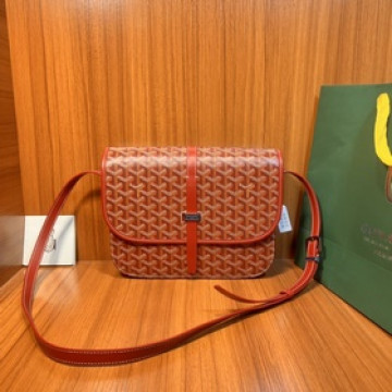 頂級進口原廠皮免稅版本大號GOYARD新款郵差包 酒紅色 GOYARD LOG