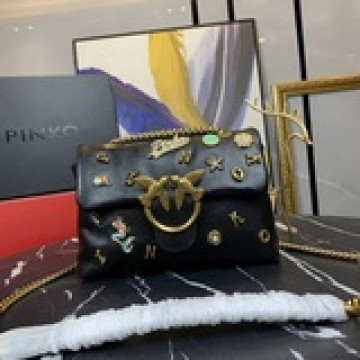 【配全套包裝】pinko家21夏季最新款泡泡包  延續了燕子包經典古銅色卡扣