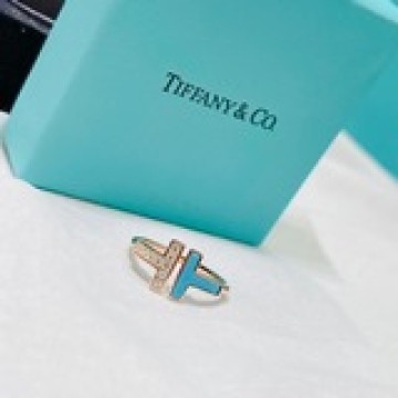 Tiffany 蒂芙尼 藍松石拼接鑽 不對稱雙T開口戒指 精選德國進口s925純