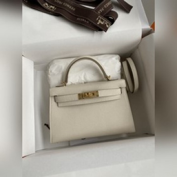 二代mini kelly 19cm 進口epsom皮 奶昔白 金扣