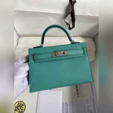 二代Mini Kelly 19cm 進口Epsom皮 維羅納綠 銀扣