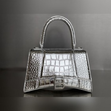 #BALENCIAGA#鳄魚紋銀色，銀扣 [升級版原廠皮版本]S號--23cm