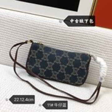 新品Celine 牛仔腋下包 牛仔料配啡色牛皮 簡約範  輕便又好裝 尺