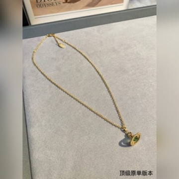 高品質經典土星綠色星球項鍊項鍊vivienne westwood西太後土星圓球