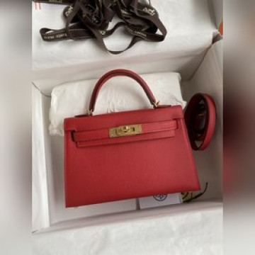 手縫 二代Mini Kelly 19cm 進口Epsom皮 國旗紅 金扣