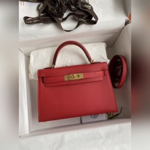 手縫 二代Mini Kelly 19cm 進口Epsom皮 國旗紅 金扣