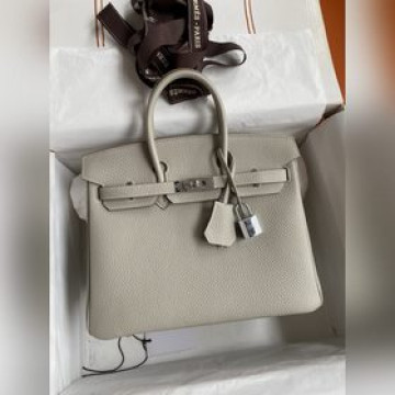 手縫 Birkin 25cm 進口Togo皮 冰川白 銀扣