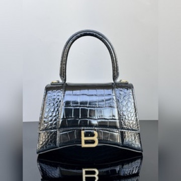 Balenciaga沙漏包鳄魚紋黑色，金扣[S--23cm] 原廠皮版本HOUR