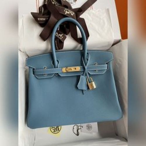 手縫 Birkin 30cm 進口Togo皮 牛仔藍 金扣
