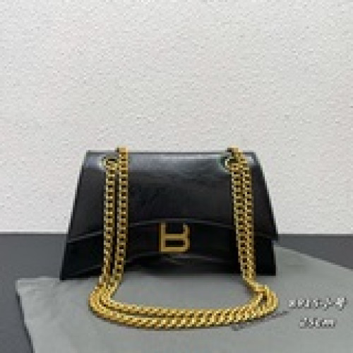 、Balenciaga小號沙漏鍊條包 鳄紋小牛皮材質 肩帶可随意切換，單肩斜挎兩