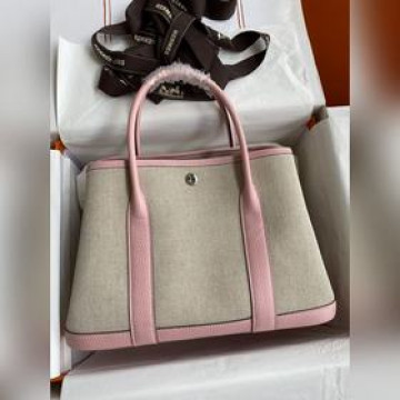 現貨：Garden part（花園包）30cm 進口TC皮拼密織布 杏色拼3Q粉