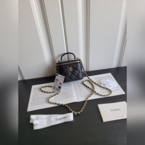 現貨 chanel 2021s秋冬新品 進口羊皮手提化妝小盒子 小型收納盒 AP
