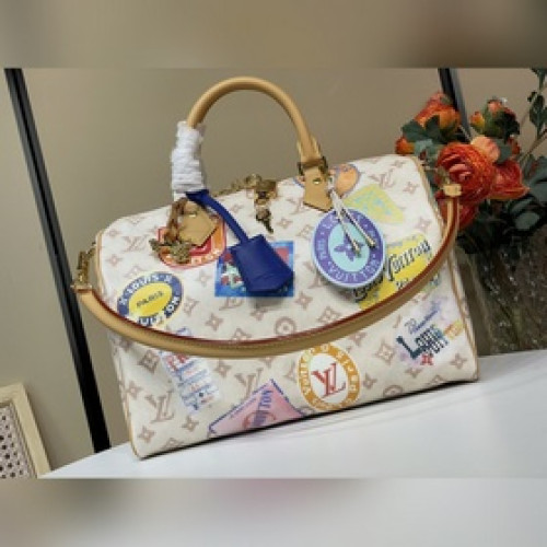 頂級原單複刻獨家實拍 [SPEEDY SOFT 30 手袋] m14587白花/
