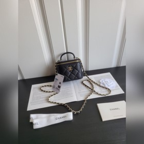 現貨 chanel 2024s秋冬新品 進口羊皮手提化妝小盒子 小型收納盒 A