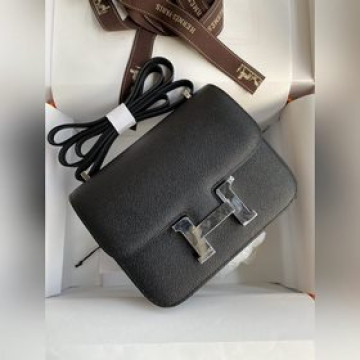 康康小號 19cm 進口Epsom皮 黑色 銀扣