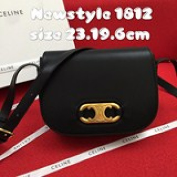 最新CELINE MAILLON TRIOMPHE 中號緞面小牛皮手袋。進口小牛皮搭配小羊皮襯里，