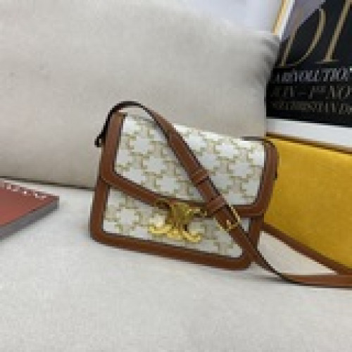 小號 CELINE TRIOMPHE格子和小牛皮小號手袋 新設計凱旋門回旋扣 金