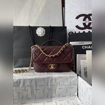 法國 高端定制品 CHANEL 25A雙Clogo AS5147皮穿鍊菱格小牛