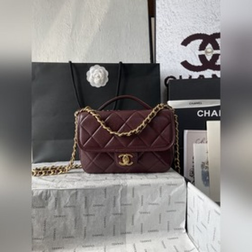 法國 高端定制品 CHANEL 25A雙Clogo AS5147皮穿鍊菱格小牛