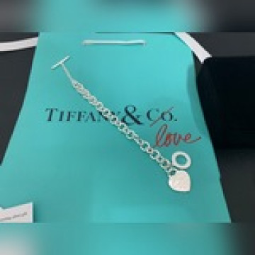 Tiffany單桃心925銀OT扣粗手鍊長度：19cmReturn to New