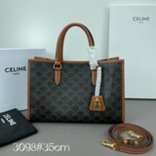 多條肩帶 和五金。CELINE22s CABAS标識印花牛皮革橫款迷你手袋001