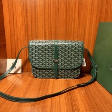 頂級進口原廠皮免稅版本大號GOYARD新款郵差包 綠色 GOYARD LOGO