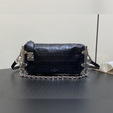 頂級原廠 M25445黑色鳄魚紋全皮 軟盒子系列 SLIM TRUNK 手袋 本
