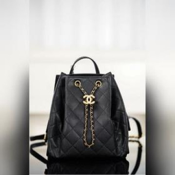 頂級進口原廠皮 所見即所得！  Chanel 25B系列 雙肩Bag 黑金 中