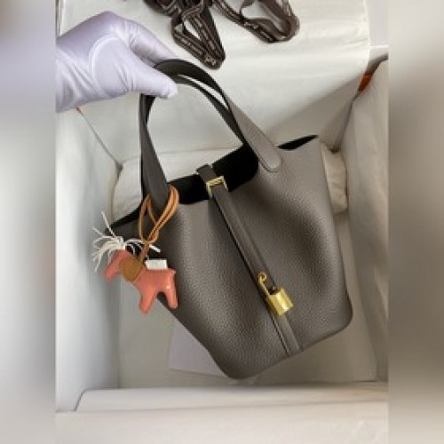 現貨：菜籃子 18cm 進口TC皮 錫器灰 蠟線金扣