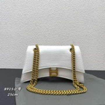 、Balenciaga小號沙漏鍊條包 鳄紋小牛皮材質 肩帶可随意切換，單肩斜挎兩