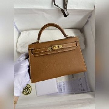 現貨：  二代Mini Kelly 19cm 進口Epsom皮 金棕 金扣