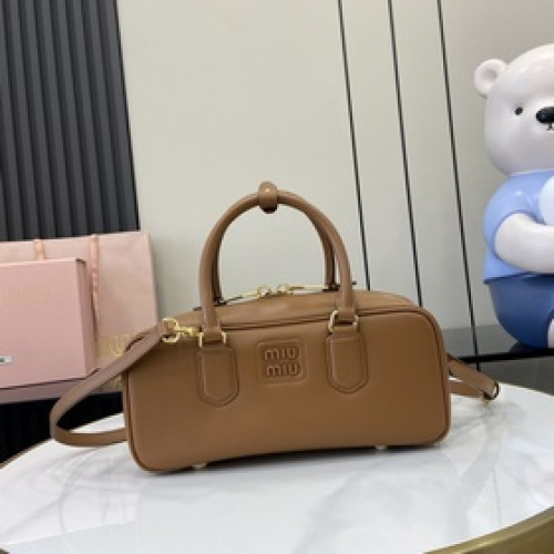 [新款]miumiu缪缪Arcadie 牛皮革中號(27cm)保齡球手提包/斜挎