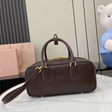 [新款]miumiu缪缪Arcadie 牛皮革中號(27cm)保齡球手提包/斜挎