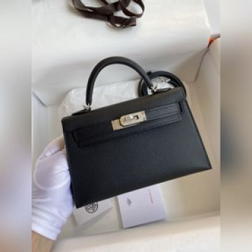 現貨：  二代mini kelly 19cm 進口epsom皮 黑色 銀扣