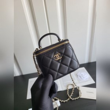 現貨 chanel 2021s秋冬新品 進口羊皮手提化妝小盒子 小型收納盒 AP
